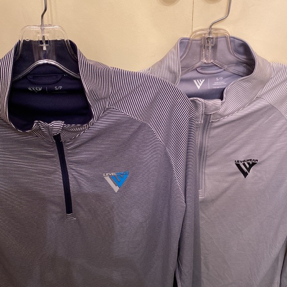Mens Levelwear 1/4 zip size small 2 shirts one grey stripe and one navy stripe - Picture 7 of 7